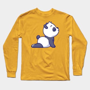 Cute Panda Stretching Yoga Cartoon Long Sleeve T-Shirt